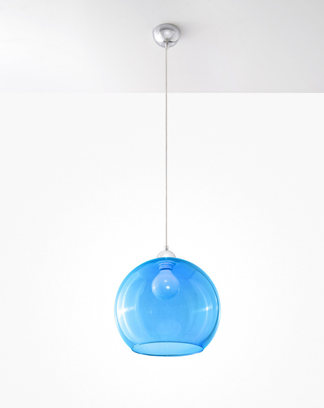 Lampe suspendue BALL bleue + 1x ampoule LED E27 4000K froide 7,5W 650lm