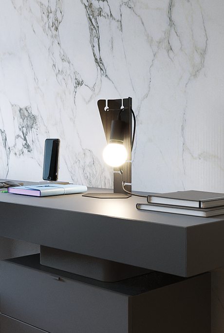 Lampe de bureau ARBY noir + 1x ampoule LED E27 4000K Froid 7.5W 650lm