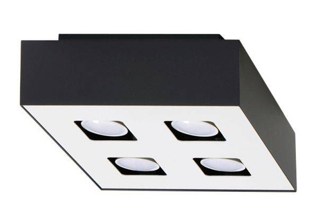 Plafond MONO 4 noir + 4x ampoule LED GU-10 3000K Warm 7W 620lm