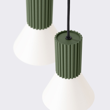 Lampe suspendue ESTRIA 3P beige/vert olive