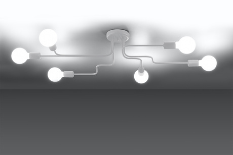 Lustre HECTOR 6 blanc + 6x ampoule LED E27 4000K Froid 7.5W 650lm