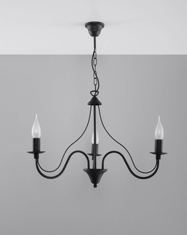 Lustre MINERWA 3 noir + 3x ampoule LED E14 3000K Warm 7.5W 620lm