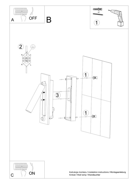 Applique ENIF noir + 1x ampoule LED G9 4000K Cold 4,5W 530lm