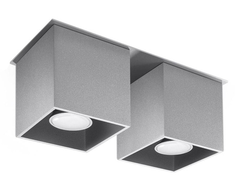 Plafond QUAD 2 gris + 2x ampoule LED GU-10 3000K Warm 7W 620lm
