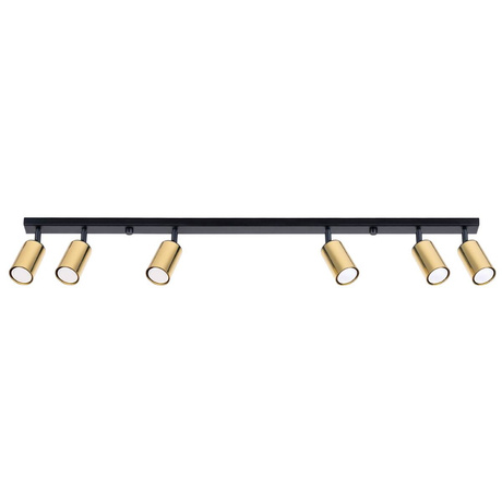 Plafond WINX 6L noir/doré + 6x ampoule LED GU-10 3000K Warm 7W 510lm