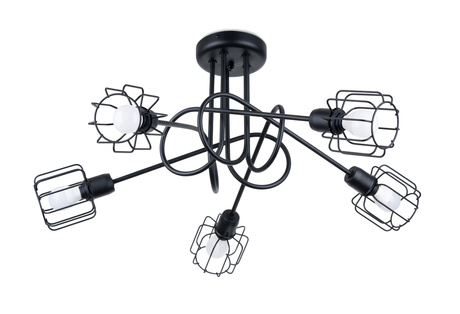 Lustre BELUCI 5S noir + 5x ampoule LED E14 3000K Warm 7.5W 620lm