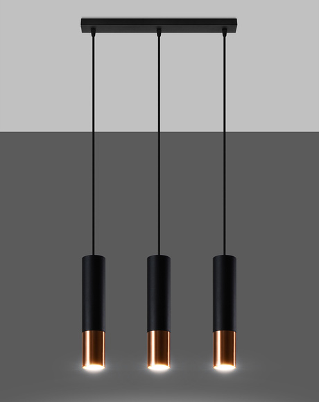 LOOPEZ Lampe suspendue 3L noir/cuivre + 3x GU-10 4000K froid 7W 630lm ampoule LED