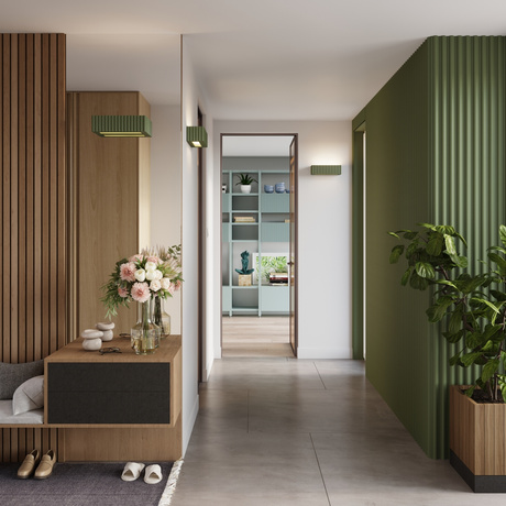 Applique en céramique RIGATA vert olive