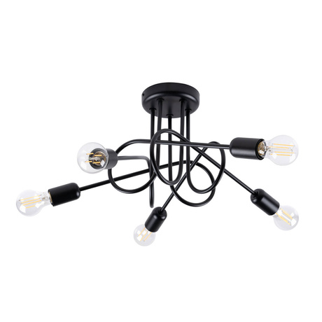 Lustre SUPEŁ 5 noir + 5X ampoule LED E27 3000K 7W 760lm