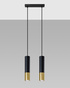 LOOPEZ 2 lampe suspendue noir/doré + 2x ampoule LED 7W 630lm GU-10 4000K froid