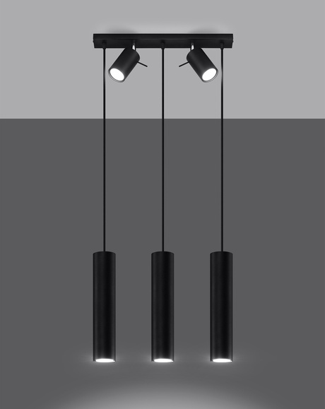 Lampe suspendue RING 3 noir + 5x ampoule LED GU-10 4000K Froid 7W 630lm