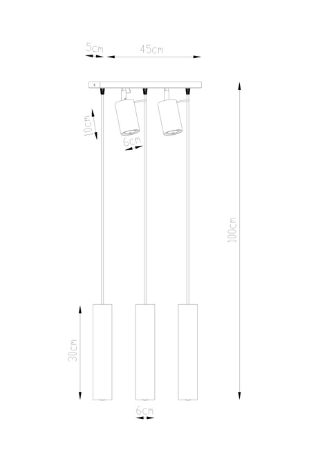 RING 3 lampe suspendue blanche + 5x ampoule LED GU-10 4000K Froid 7W 630lm