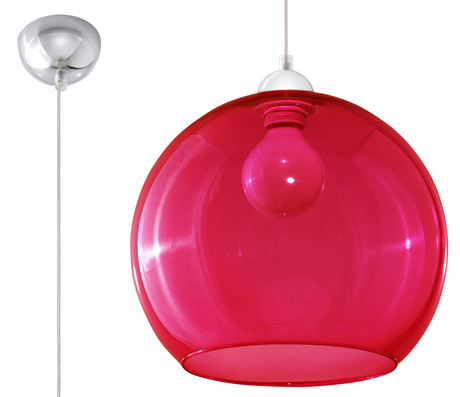 Lampe suspendue BALL rouge + 1x ampoule LED E27 4000K froide 7,5W 650lm