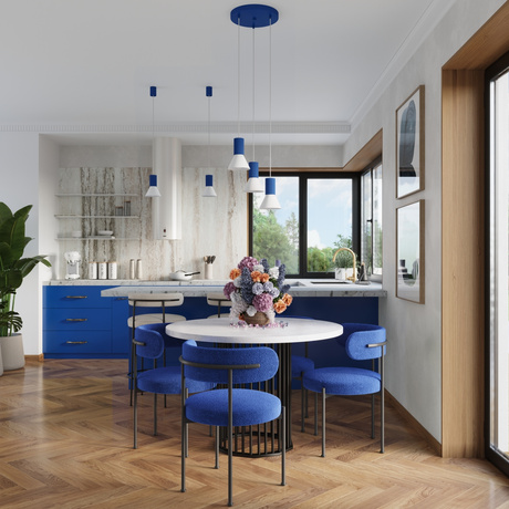 Lampe suspendue ESTRIA 3P blanc/ultramarine