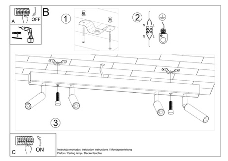 Plafond EYETECH 4 blanc + 4x ampoule LED G9 3000K Warm 4.5W 510lm
