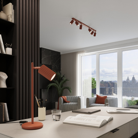 Lampe suspendue KARBON 1 rouge ocre