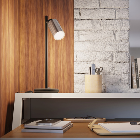 Lampe de bureau WINX noir/chrome + 1x ampoule LED GU-10 4000K froid 7W 530lm