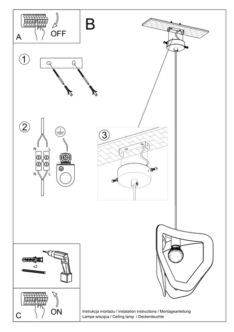 TRES lampe suspendue blanche + 1x ampoule LED E27 3000K Warm 7.5W 620lm