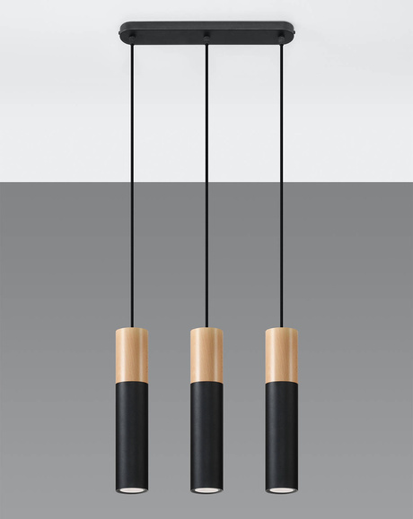 PABLO 3 lampe suspendue noire + 3x ampoule LED GU-10 4000K Froid 7W 630lm