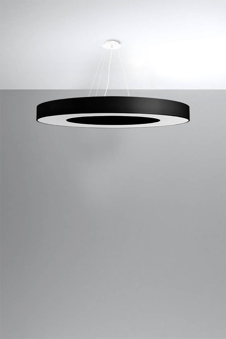 Lustre SATURNO SLIM 90 noir + 8x ampoule LED E27 4000K Froid 7.5W 650lm
