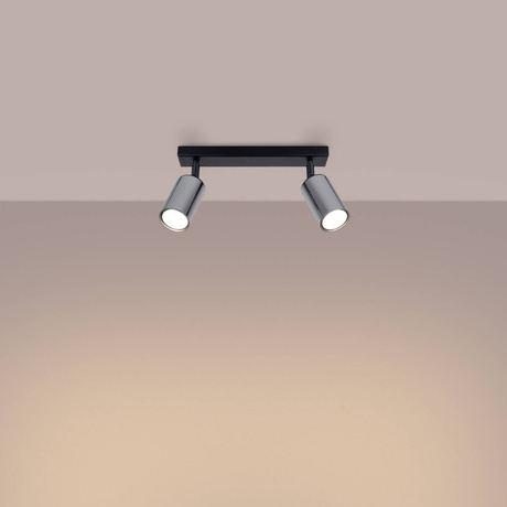 Plafond WINX 2 noir/chrome + 2x ampoule LED GU-10 4000K froid 7W 530lm