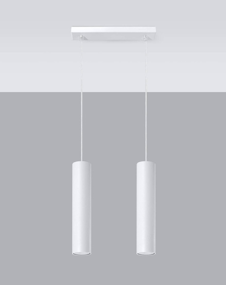 LAGOS 2 lampe suspendue blanche + 2x ampoule GU-10 LED 4000K Froid 7W 630lm