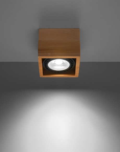 Plafond QUATRO 1 bois naturel + 1x ampoule LED GU10 AR111 3000K Warm 12W 800lm