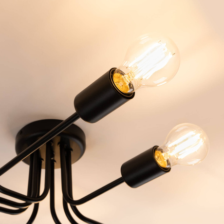 Lustre VECTOR 8 noir + 8X ampoule LED E27 3000K 7W 760lm