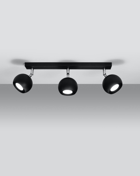 Plafond OCULARE 3 noir + 3x ampoule LED GU-10 4000K Froid 7W 630lm