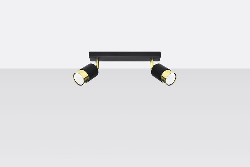 Plafond NERO 2 noir/doré + 2x ampoule LED GU-10 3000K Warm 7W 620lm