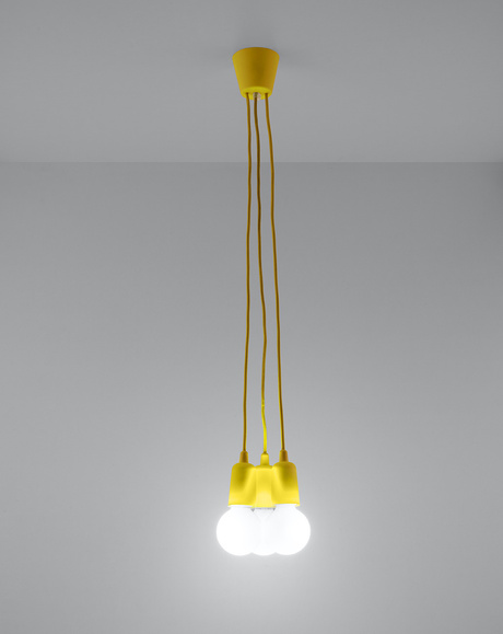 DIEGO 3 lampe suspendue jaune + 3x ampoule LED E27 3000K Warm 7,5W 620lm