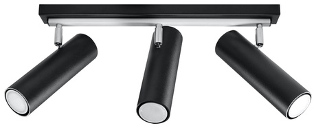 Plafond DIREZIONE 3 noir + 3x ampoule LED GU-10 3000K Warm 7W 620lm