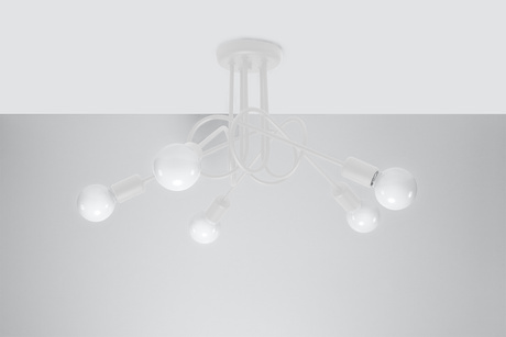 Lustre SUPEŁ 5 blanc + 5X ampoule LED E27 3000K 7W 760lm