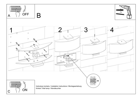 Applique EMILIO + 2x ampoule LED E14 3000K 8W 620lm