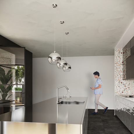 COSMO 25 lampe suspendue chromée + 1x ampoule LED E27 3000K chaude 7,5W 620lm