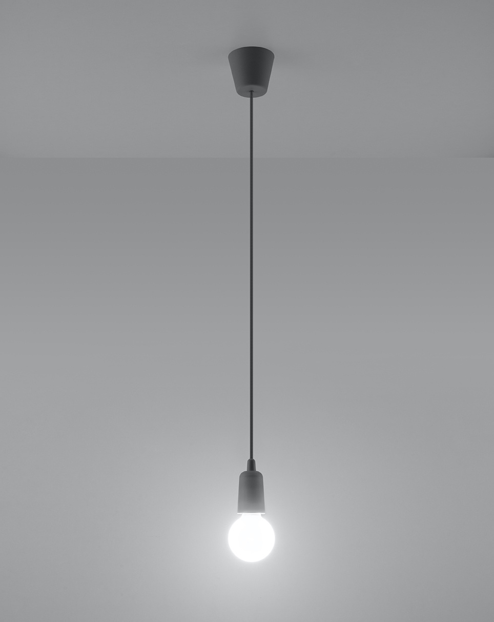 DIEGO 1 lampe suspendue grise + 1x ampoule LED E27 4000K Cold 7,5W 650lm