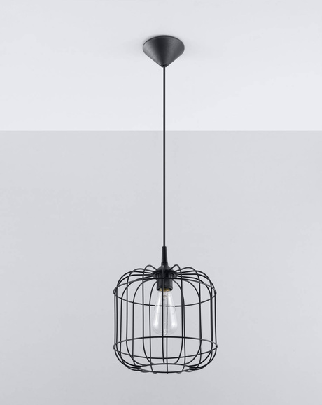 CELTA lampe suspendue noire + 1x ampoule LED E27 3000K Warm 7.5W 620lm