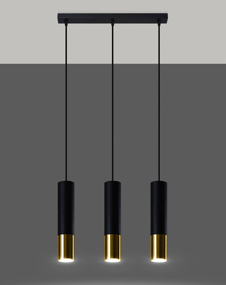 LOOPEZ Lampe suspendue 3L noir/doré + 3x GU-10 4000K froid 7W 630lm ampoule LED