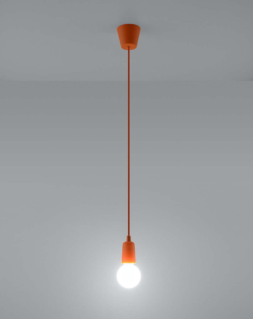 DIEGO 1 lampe suspendue orange + 1x ampoule LED E27 4000K Cold 7,5W 650lm