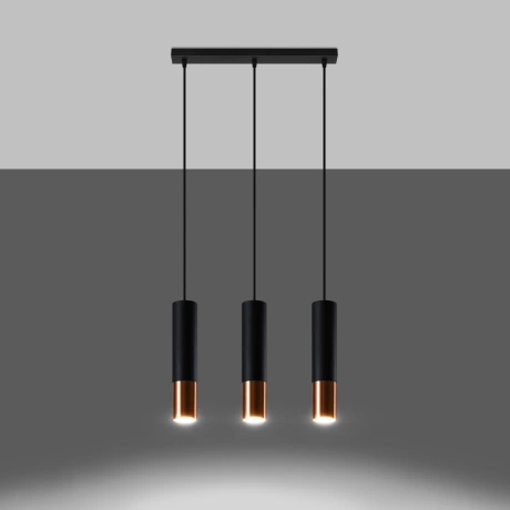 Lampe suspendue LOOPEZ 3L noir/cuivre