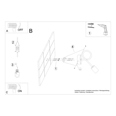 Applique SUPEŁ or brillant + 1X ampoule LED E27 3000K Warm 7,5W 620lm