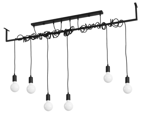 Lustre SALAMANCA 6 noir + 6x ampoule LED E27 3000K Warm 7.5W 620lm