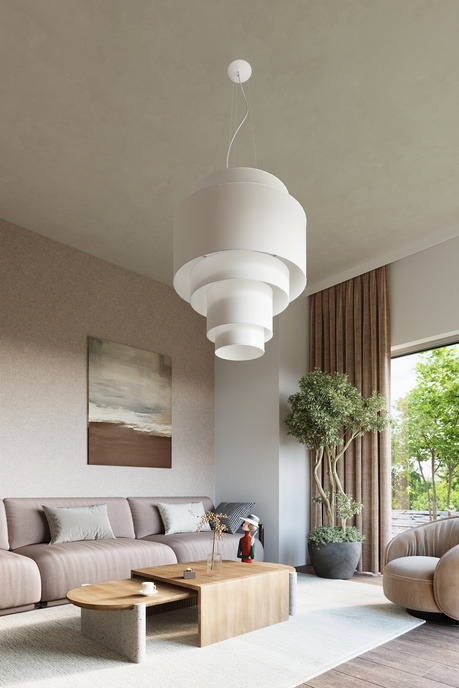 Lustre REFLEXION 80 blanc + 7x ampoule LED E27 4000K Froid 7.5W 650lm