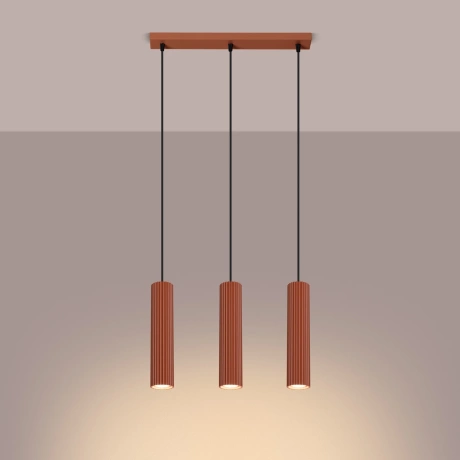 Lampe suspendue KARBON 3L rouge ocre
