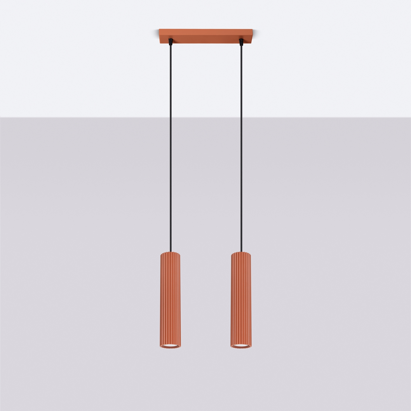 Lampe suspendue KARBON 2 rouge ocre