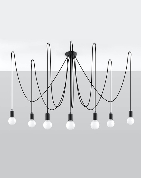 EDISON 7 lampe suspendue noire + 7x ampoule LED E27 3000K Warm 7,5W 620lm