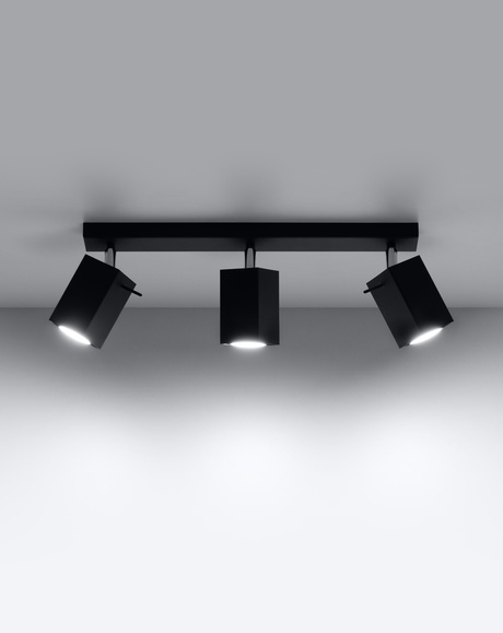 Plafond MERIDA 3 noir + 3 x ampoule LED GU-10 4000K Froid 7W 630lm