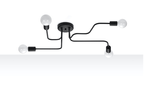 Lustre VECTOR 4 noir + 4x ampoule LED E27 3000K Warm 7.5W 620lm