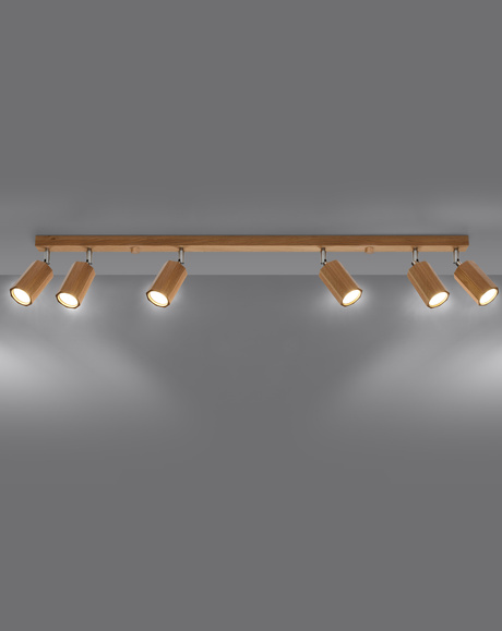 Plafond ZEKE 6 chênes + 6x ampoules LED GU-10 4000K Froid 7W 630lm