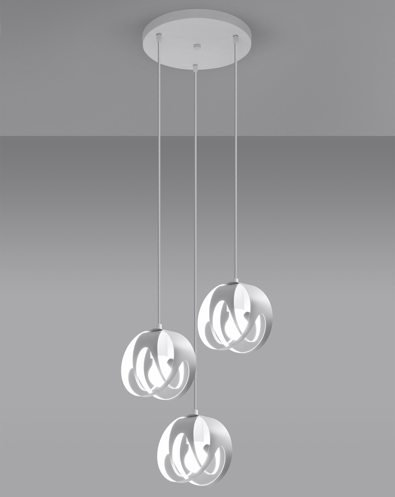 TULOS 3P lampe suspendue blanche + 3x ampoule LED E27 3000K Warm 7,5W 620lm